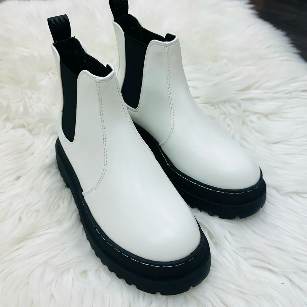 White Ankle Chunky Bootie - Picture 7 of 7